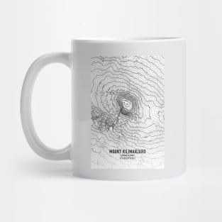 Mount Kilimanjaro Topographic map white and black Mug